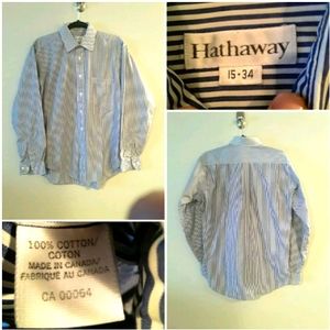Hathaway Men's Striped Button-Up Dress Shirt